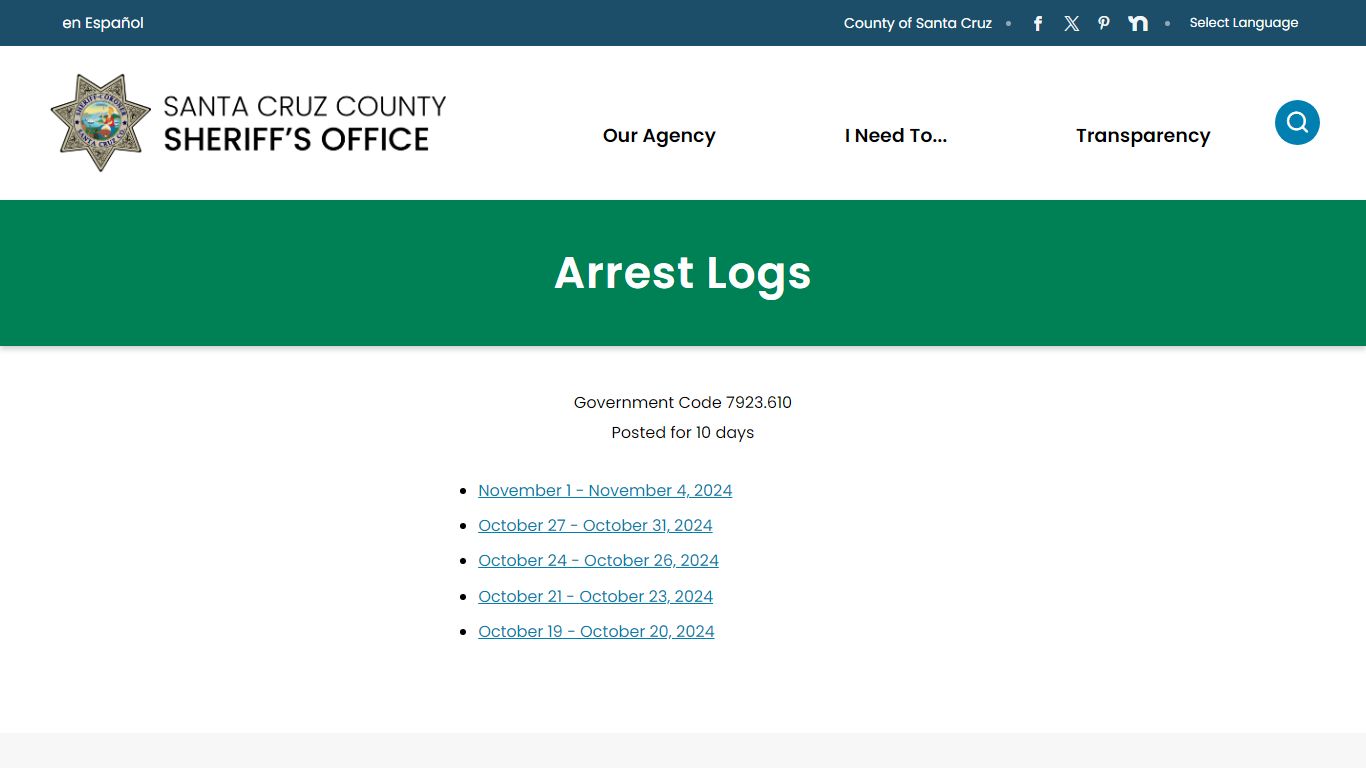 Arrest Logs - shf.santacruzcountyca.gov