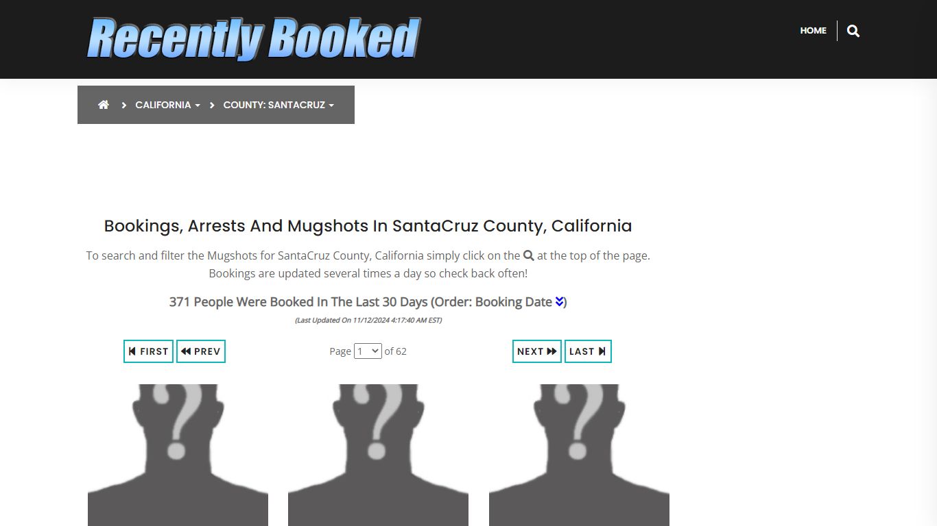 Bookings, Arrests and Mugshots in SantaCruz County, California